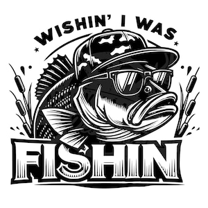 Ik wou dat ik aan het vissen was SVG | Zeebaarsvissen SVG | Zeebaarsvissen Sublimatie | Zeebaarsvissen png | Vissen SVG | grappig visserijontwerp |