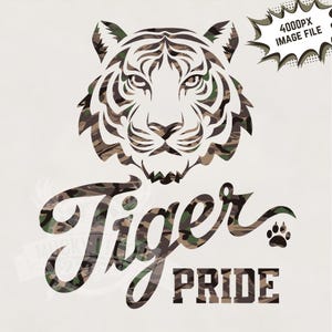 Tiger Pride png | Tigers mascot logo Tigers T-shirt Sublimation Digital File Download l Camo Tigers School spirit image print file