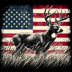 usa flag buck png | American flag deer png |  whitetail deer Flag png | buck flag png | broadside deer hunting png patriotic design