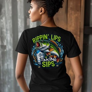Funny Bass Fishing Design: Rippin Lips, Taking Sips (digital Download ...