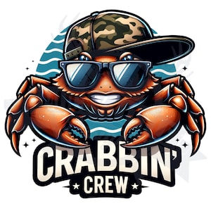 Crabbin' crew png cangrejo Tapa trasera PNG / cangrejo PNG Sublimación / Cangrejo divertido png / Niños cangrejos / Cangrejo Dungeness / Pesca en Oregón