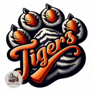 Logotipo do tigre mascote tigre 3d | Pata De Tigre png | Espírito escolar de tigres png | Download de arquivo digital de sublimação de camiseta l Download instantâneo