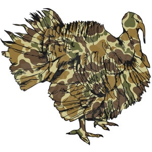 camouflage turkey sublimation design camo Turkey png  shirt Turkey in strut png transparent background old school camo hunting design