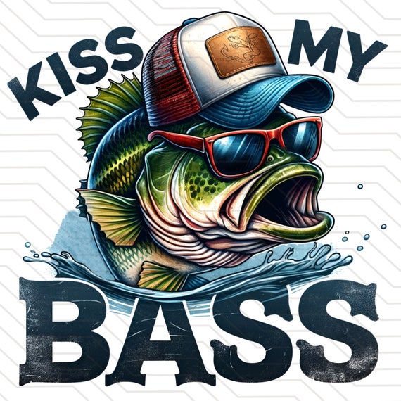 Kiss My Bass Tee Fishing Illustration Funny T-Shirt Kiss My Bass Tee Fishing Illustration Funny T-Shirt