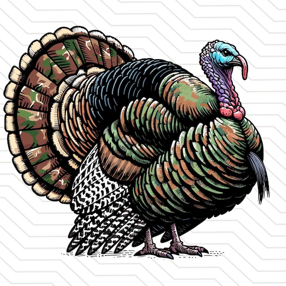 Camo Turkey PNG: Hunting Sublimation Design (Digital Print)