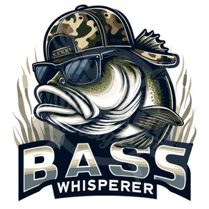 Bass Whisperer png / Divertido diseño de sublimación de pesca de lubina / Descarga digital pesca de lubina PNG camisa de pesca png pesca cita taza imagen