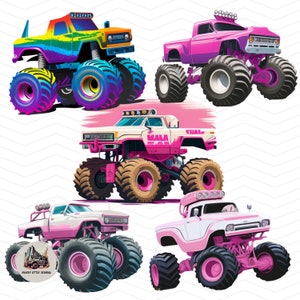 5 Mädchen Monstertrucks Png | Mädchen Monstertruck Bundle png Monstertruck Mädchen Sublimation Design Monstertruck transparenten Hintergrund.