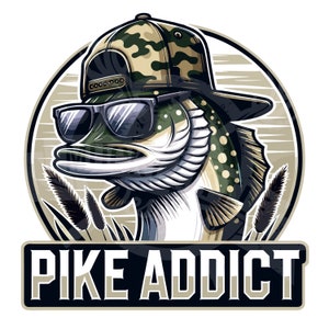 Adicto al lucio png / Diseño de sublimación de pesca de lucio divertido / Camisa de pesca de lucio del norte png / pez divertido png / Gorra hacia atrás de lucio png