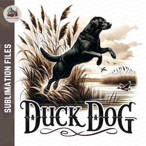 Cão Pássaro Labrador Preto | Cachorro Pato Png | Sublimação de caça ao pato | Caça ao Pato Png | Design de camisa de caça de pato Clipart fundo transparente