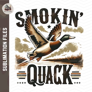 Smokin Quack PNG / Sublimación de cazador de patos PNG / Sublimación de pato mallard PNG / Descarga de archivos de sublimación de caza patriótica Duuk