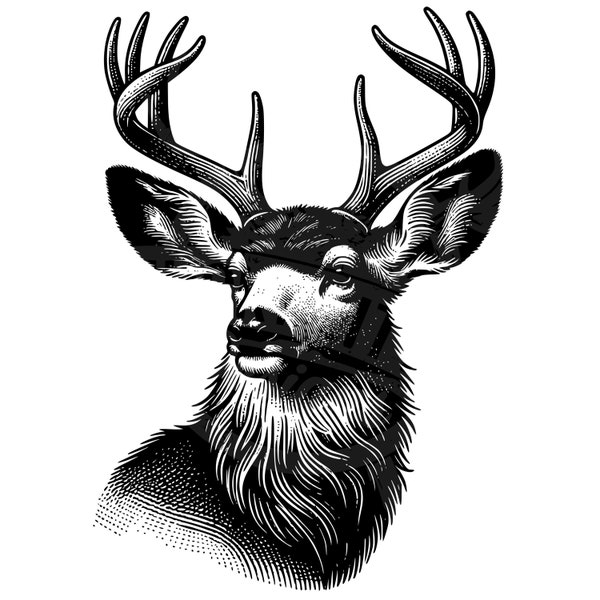 detailed Mule Deer Svg, Mule deer head svg, Mule Deer SVG, Big Buck svg, Deer Hunting, Hunting SVG, Buck SVG, laser files mule deer deer