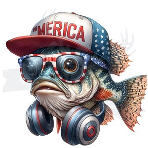 niño 4 de julio png / Crappie merica png / Divertido diseño de sublimación de pesca de Crappie / pez divertido png / Pescado hacia atrás tapa png / niño 4 de julio png