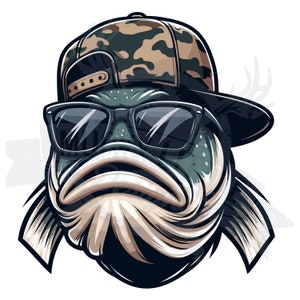 Pescado bajo con gorra de béisbol png PNG / Sublimación de bajo PNG / pez con gafas de sol png / Sublimación de pesca divertida PNG / niños pescando png