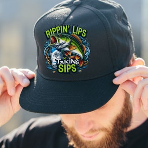 Funny Bass Fishing Design: Rippin Lips, Taking Sips (digital Download ...