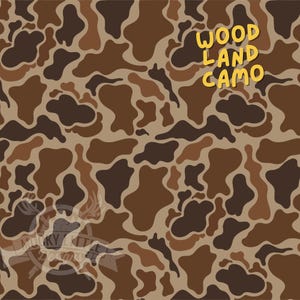 Woodland Camo Seamless Pattern PNG, Duck Hunting, Brown Camouflage Design square hunting background design camo pattern sublimation