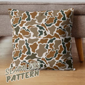 Diseño de camuflaje de caza de patos con patrón sin costuras de camuflaje retro PNG. Diseño de camuflaje de caza sin costuras cuadrado de 300 ppp y 4000 px, patrón de camuflaje de la vieja escuela por sublimación