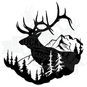 Svg wapiti simple, fier wapiti Svg, taureau wapiti SVG, wapiti sur les montagnes svg, wapiti SVG sauvage, taureau wapiti Silhouette wapiti chasse design simple wapiti coupe