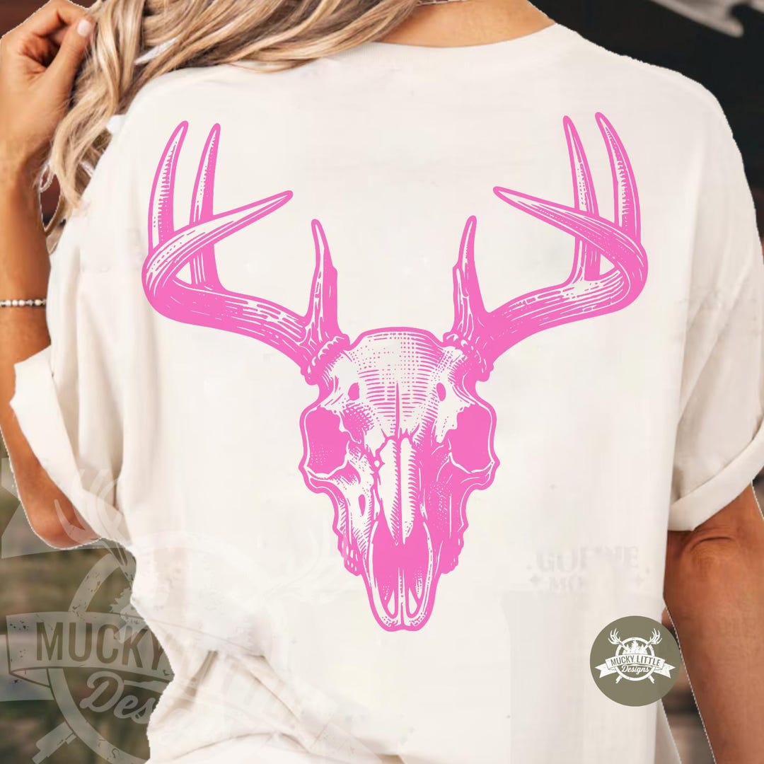 Neon Pink Buck Skull SVG: Whitetail Deer Hunt Design (digital Download ...