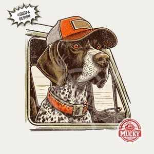 GSP png / Braco alemán de pelo corto Sublimación / camisa de perro de caza png, archivos de impresión de imagen de 300 ppp / Perro con gorra, diseño sureño