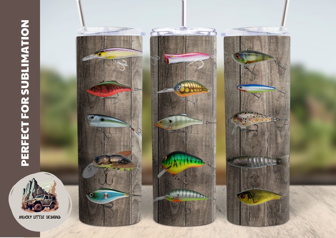 Fishing Lures Tumbler Wrap Png Fishing 20oz Skinny Sublimation Etsy