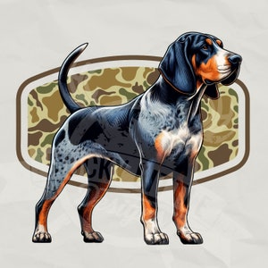 Sublimatie van camouflagejacht | Camo jachthond png | wasbeer jacht png | blauwe teek coonhound png | jacht camouflagepatroon | ouderwetse camouflage