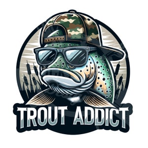 Adicto a la trucha png / Diseño de sublimación de pesca de trucha divertida / Pesca de trucha marrón PNG camisa de pesca png / pez divertido png Brooke Trout taza png