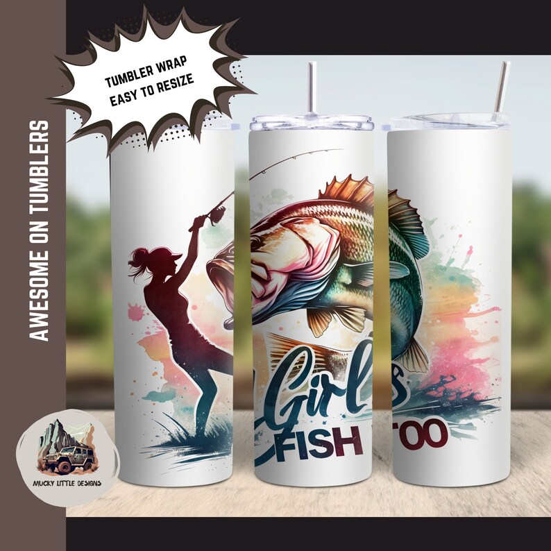 Girls Fish Too PNG: Fishing Sublimation Design (digital Download ...