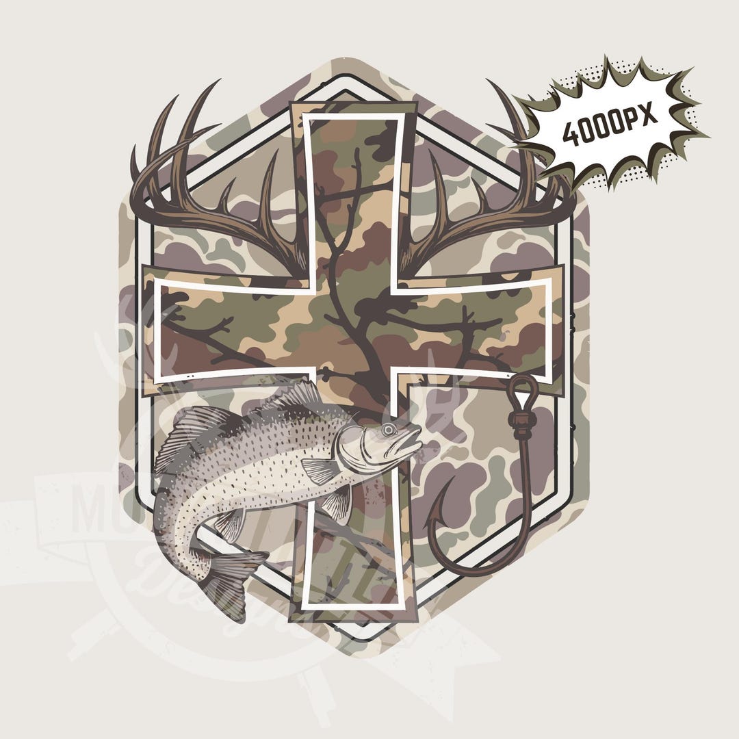 Camo Cross Png Hunting and Fishing Sublimate Bass Fishing Deer Hunting ...