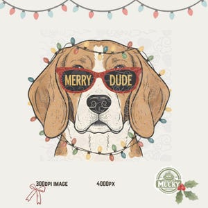 Christmas Beagle PNG: Merry Dude-sublimatieontwerp (digitale download)