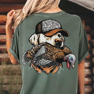 Chasse à la dinde png Sublimation de chasse à la dinde Labrador retriever oiseau dans la bouche conception de chemise de chasse camo image de sublimation de chasse hommes garçons