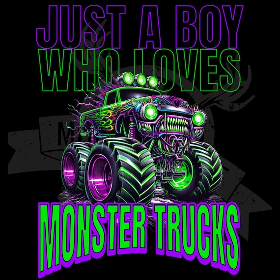 Monster Truck T-Shirt With Black Text For Adults And Kids Monster Truck T-Shirt With Black Text For Adults And Kids