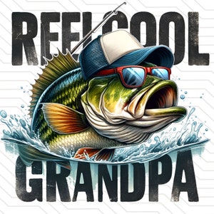 Diseño de camiseta de pesca PNG / Reel Cool Grandpa PNG / Pesca diciendo png Descarga digital / Sublimación de pesca de lubina PNG / Pesca de lubina png