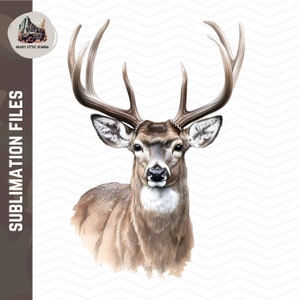 Watercolor Deer Head PNG: Buck Sublimation Design (Digital Download)