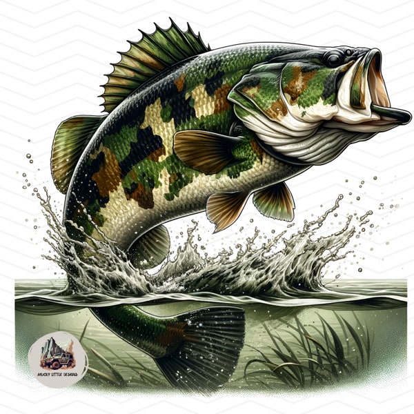 camo Jumping bass fish png | bass fishing Sublimation design men camo design bass fishing transparent background  bass fisherman print file