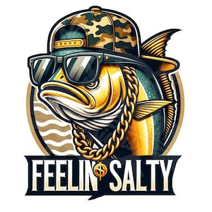 Feelin Salty png / mahi mahi png / Pesca en el mar png / pez divertido png / Pez en gorra de béisbol png / divertido diseño de pesca en el mar / Dorado dorado