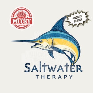 Saltwater therapy png | Jumping Marlin png Marlin png deep sea fishing Sublimation design transparent background dtf print file