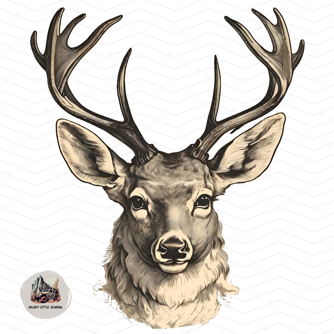 Vintage Deer Head Png Deer Hunting Sublimation Design Shirts Retro Deer