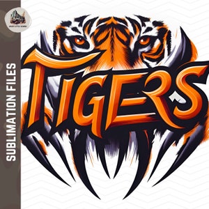 Go Tigers Go PNG: Mascot Logo, T-Shirt Sublimation (Digital File)
