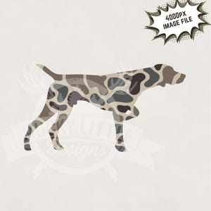 Camo-aanwijzer, png-bestand | Camo jachthond sublimatie | Camo duck hunt png old school retro camouflage jacht sublimatie afbeelding afdrukbestand