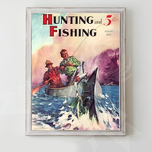 Impresión de pesca vintage, Póster de pesca vintage, Arte de pared de pesca, Imprimible de pesca, Póster de peces, Lámina de arte de pesca, Caza y pesca