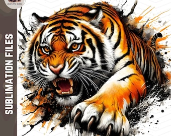 Watercolor Tiger PNG: DTG Printing, Sublimation Design (Digital Download)