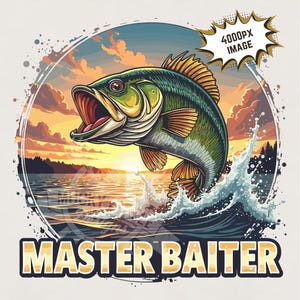 Maestro Baiter png / Pesca de lubina png pesca Diseño de sublimación Descarga digital camiseta de pesca png cita de pesca archivo de impresión de imagen de 300 dpi