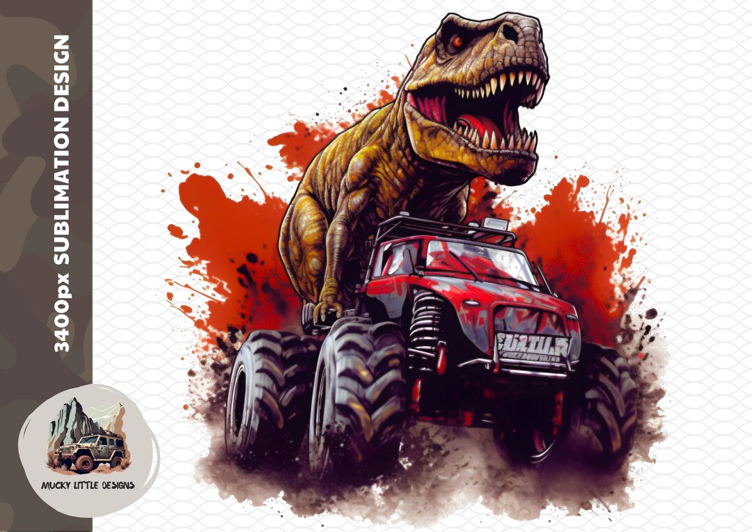 Monster Truck and T-rex Dinosaur Png Sublimation Design -  Israel