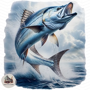 Jumping Tarpon Sublimation Design: Tumbler Wrap PNG (Digital Download)
