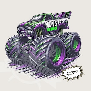Monster truck Png | Kids Monster Truck design Sublimation Design, 300dpi digital Download monster vibes tumbler design Son Daughter