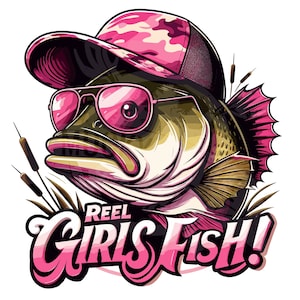 reel girls fish png / design camicia da pesca da donna png / lady fishing design sublimazione / design da pesca per ragazze png / berretto da baseball con pesce rosa