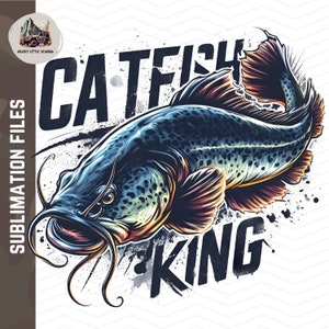 Sublimación de pesca de bagre Catfish King Png bagre vaso envolver fondo transparente pescador Catfish camiseta diseño bagre taza png