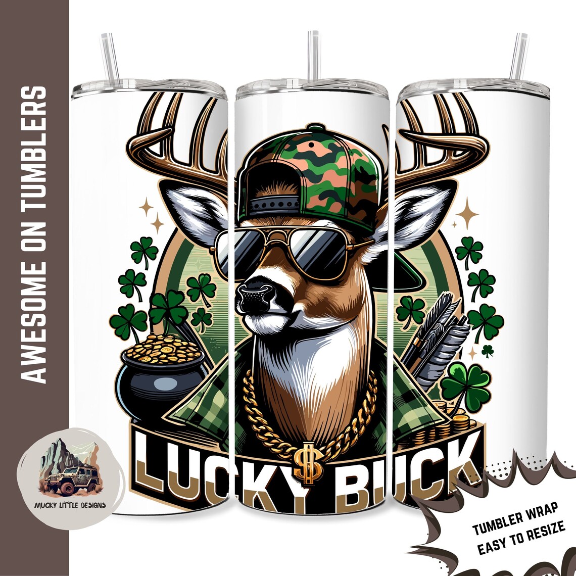 Lucky Buck Png Kids St Patricks Day Png Deer Hunting Sublimation Design ...