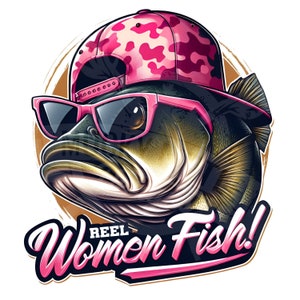 Mulheres pescam também png | carretel mulher peixe png | menina pesca Design de sublimação | mulher pescando fundo transparente para impressão