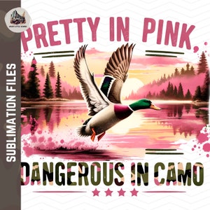 Meninas caçando png Linda em rosa perigosa em sublimação camuflada | Duck Hunt Png pato caça sublimação fundo transparente camisa de caça